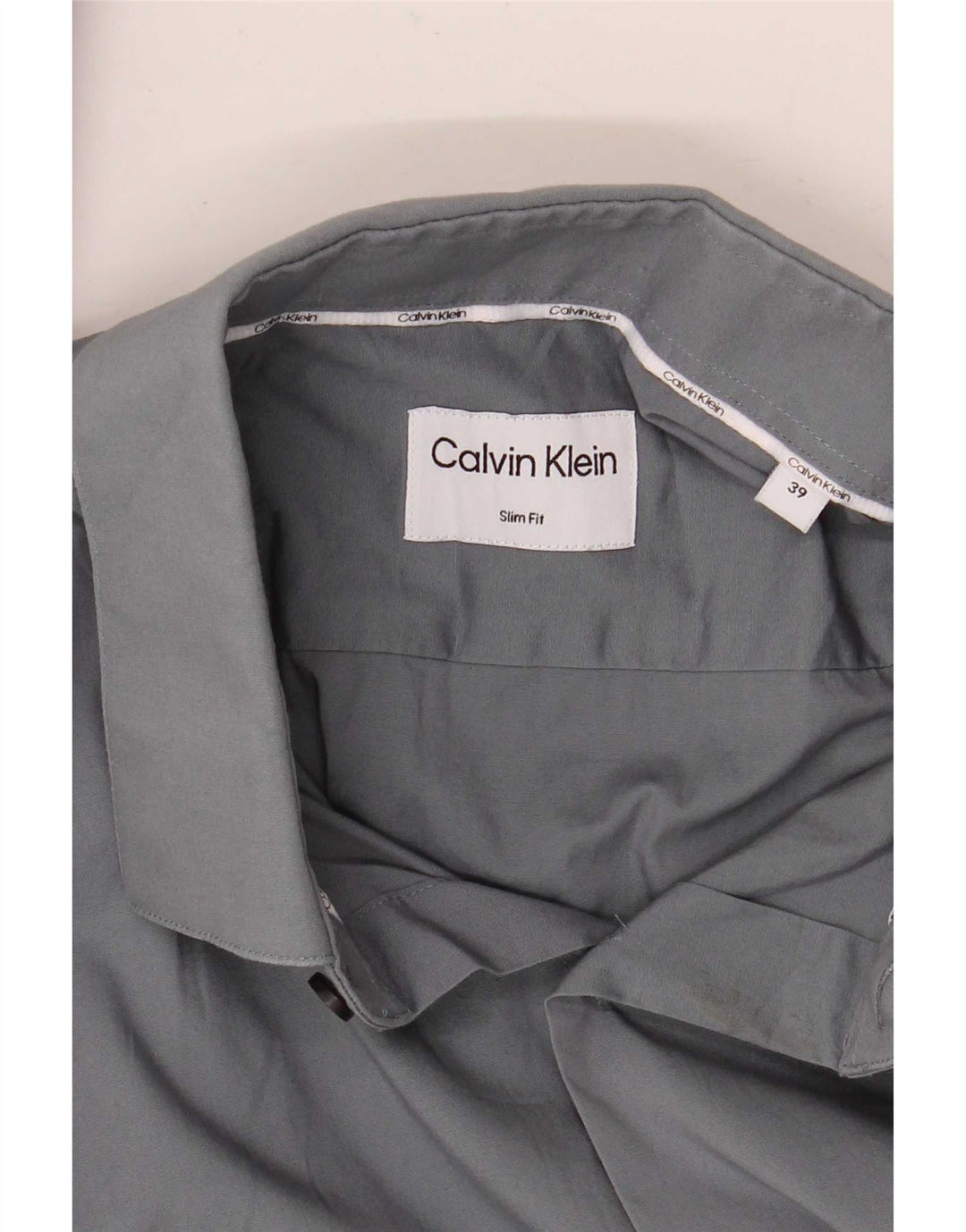 Calvin Klein Chemise slim fit pour homme Taille 39 Gris moyen