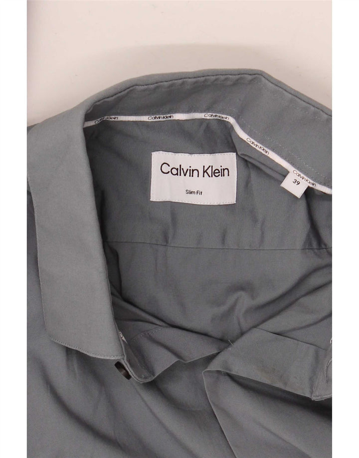 Calvin Klein Chemise slim fit pour homme Taille 39 Gris moyen