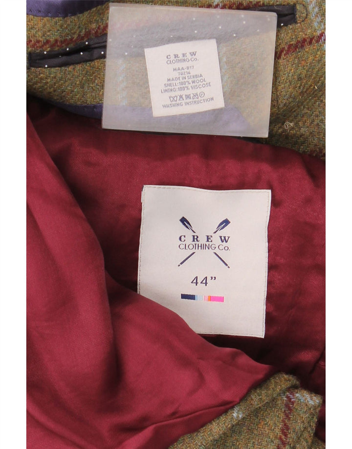 Crew Clothing Veste blazer à 2 boutons pour homme UK 44 2XL Kaki à carreaux en laine