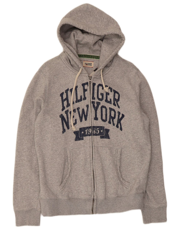 Tommy Hilfiger Pull à capuche zippé graphique pour femme UK 18 XL Coton gris