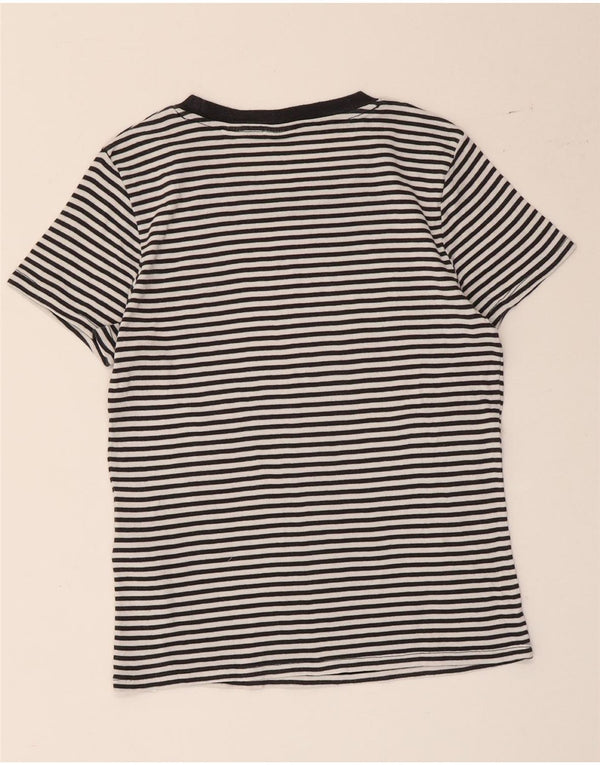 Levi's T-Shirt Femme UK 10 Petit Coton à Rayures Noir
