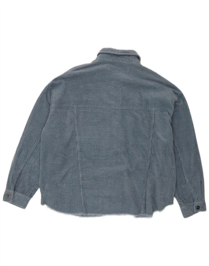 Zara Chemise surdimensionnée en velours côtelé pour femme UK 14 Coton bleu moyen