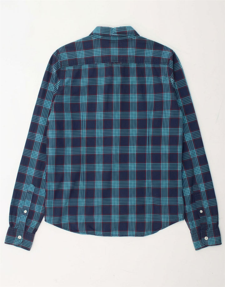 HOLLISTER Mens Flannel Shirt Medium Navy Blue Check Cotton