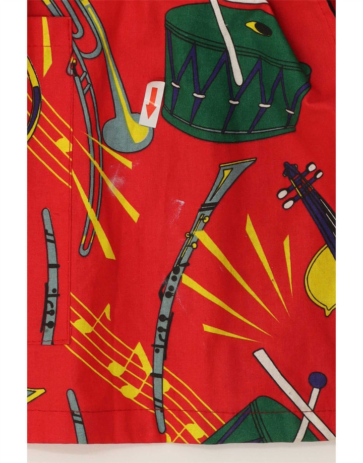 vintage Femmes Motif Abstrait Double Breasted Manteau EU 50 3XL Coton Rouge