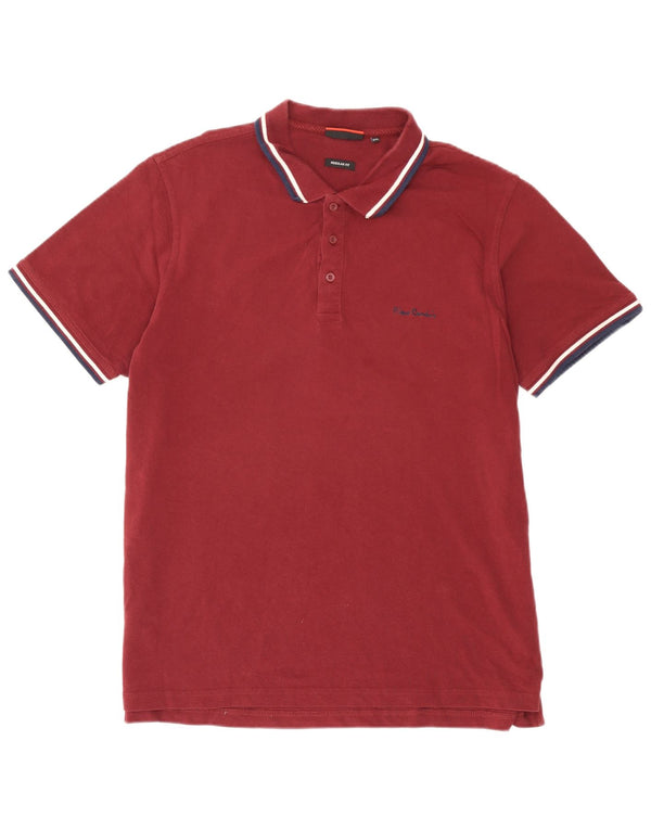 Pierre Cardin Polo coupe classique pour homme 3XL en coton rayé bordeaux