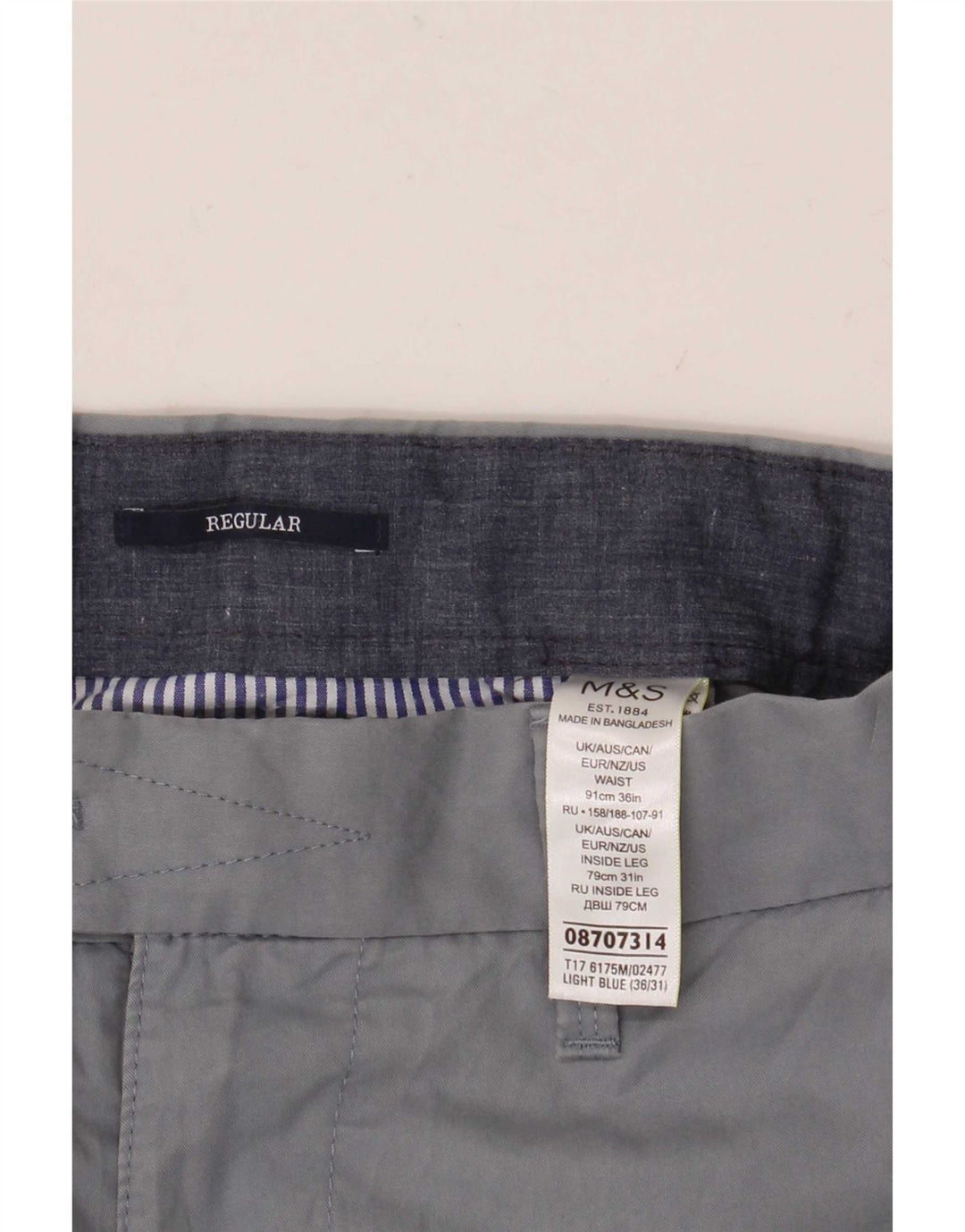 Marks & Spencer Pantalon de costume coupe classique pour homme W36 L31 Bleu Coton