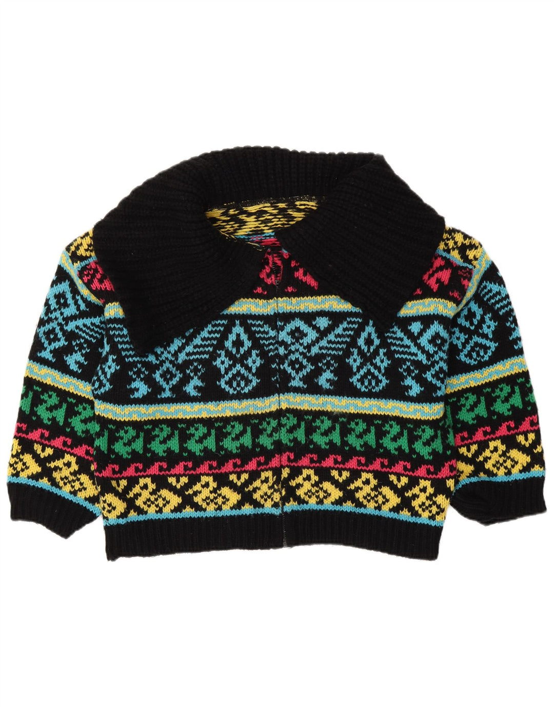 VINTAGE Femmes Cardigan surdimensionné Pull UK 16 Grand Multicolore