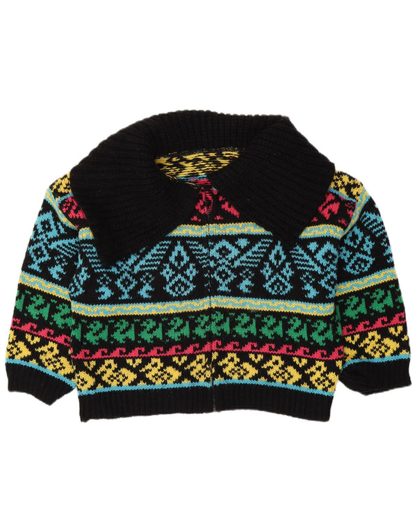 VINTAGE Femmes Cardigan surdimensionné Pull UK 16 Grand Multicolore