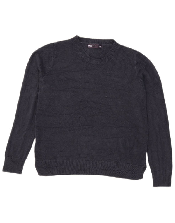 Marks & Spencer Pull à col rond pour femme UK 12 Bleu marine moyen