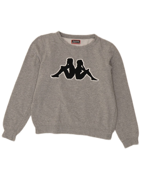 Kappa Sweat-shirt surdimensionné graphique pour femme UK 10 Petit coton gris