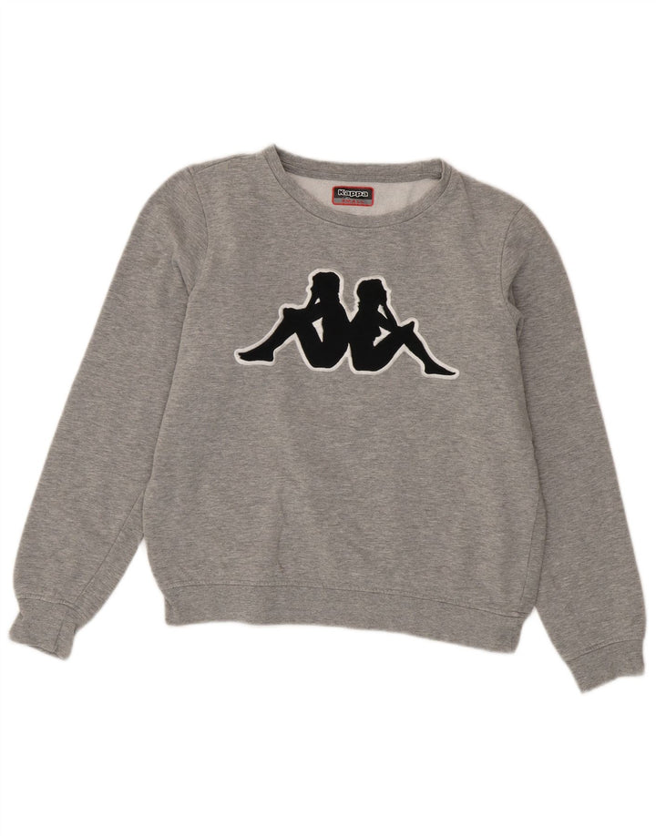 Kappa Sweat-shirt surdimensionné graphique pour femme UK 10 Petit coton gris
