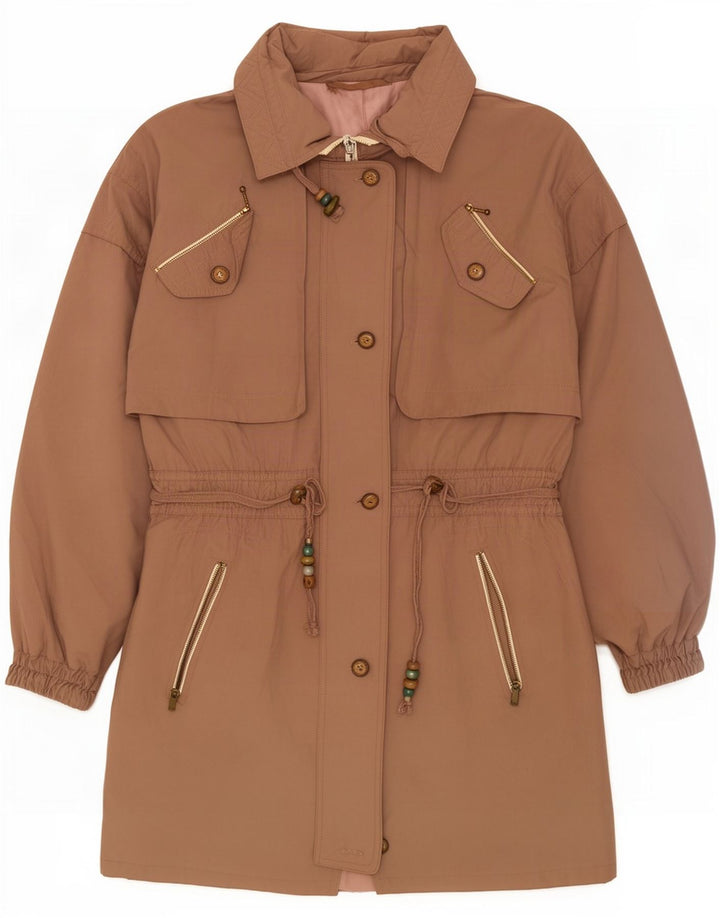 manteau rembourré femme vintage UK 14 Grand Brun