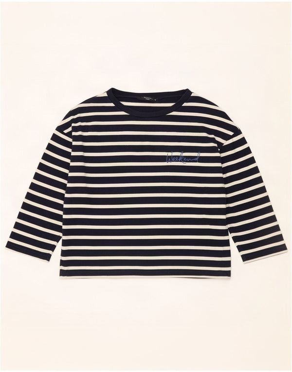Max Mara Haut de week-end pour femme à manches 3/4 UK 14 Bleu marine moyen Nautique