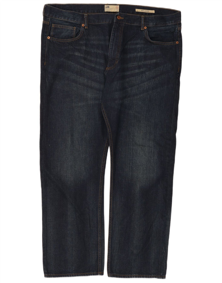 Marks & Spencer Jean droit décontracté W42 L29 bleu marine en coton pour homme