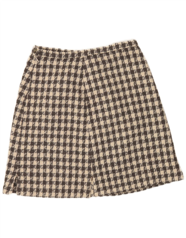 vintage Femme Jupe A-Line W32 Grand Carreau Beige