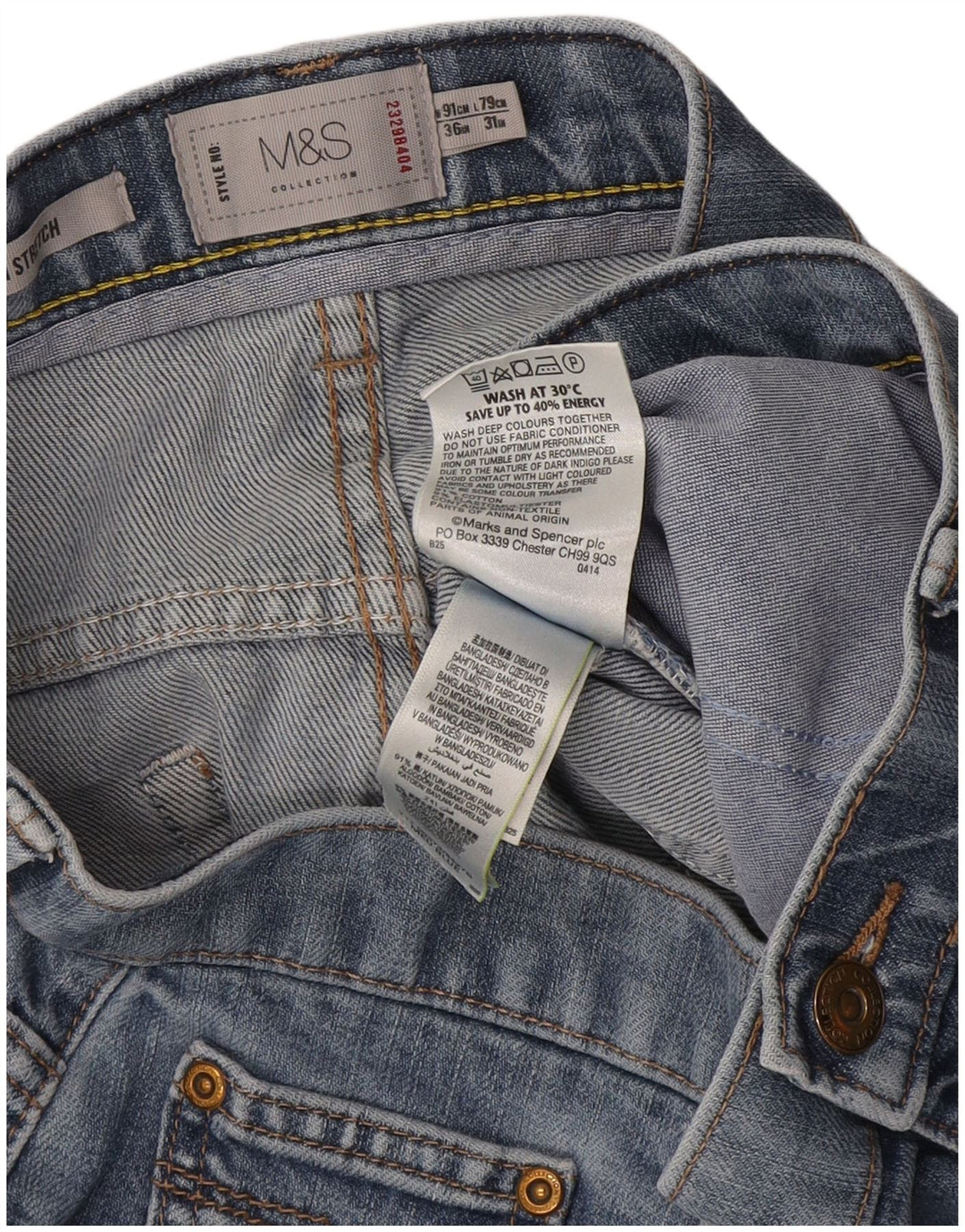 Marks & Spencer Jean droit régulier pour homme W36 L31 bleu coton