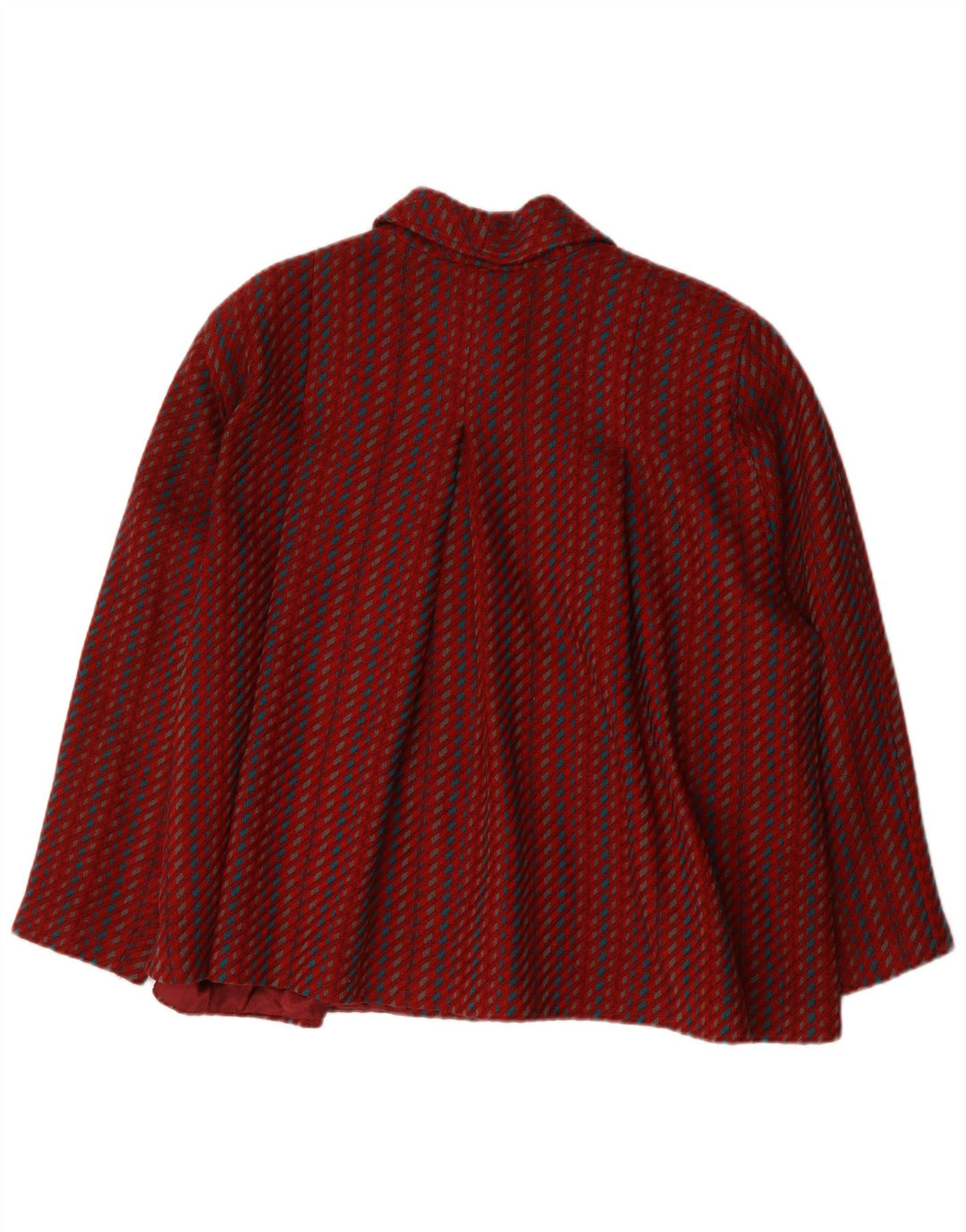 vintage Femme Veste Bomber Oversize IT 46 Grande Laine Rayée Rouge