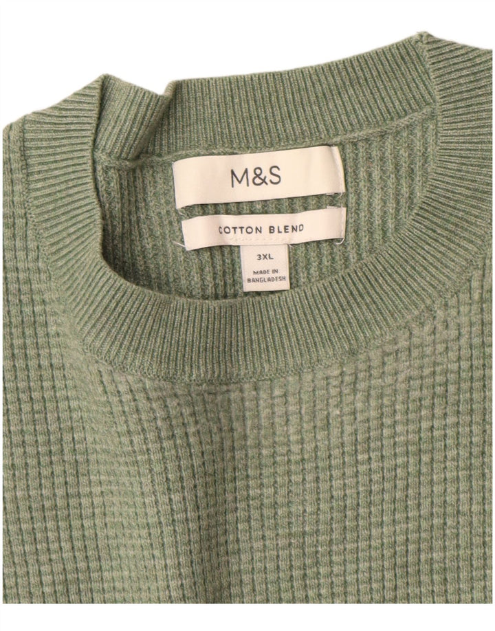 Marks & Spencer Pull à col rond pour homme 3XL Vert Polyester