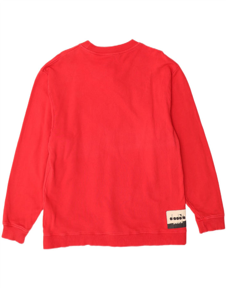 DIADORA Mens Graphic Sweatshirt Jumper Small Red Cotton Vintage Diadora and Second-Hand Diadora from Messina Hembry 