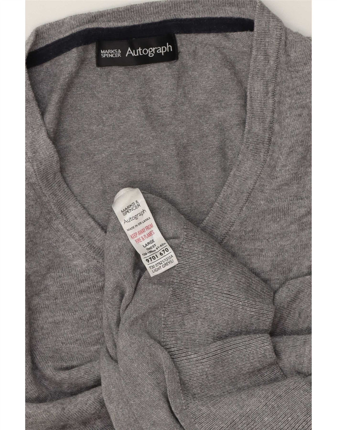 Marks & Spencer Pull autographe à col en V pour homme en coton gris Taille L