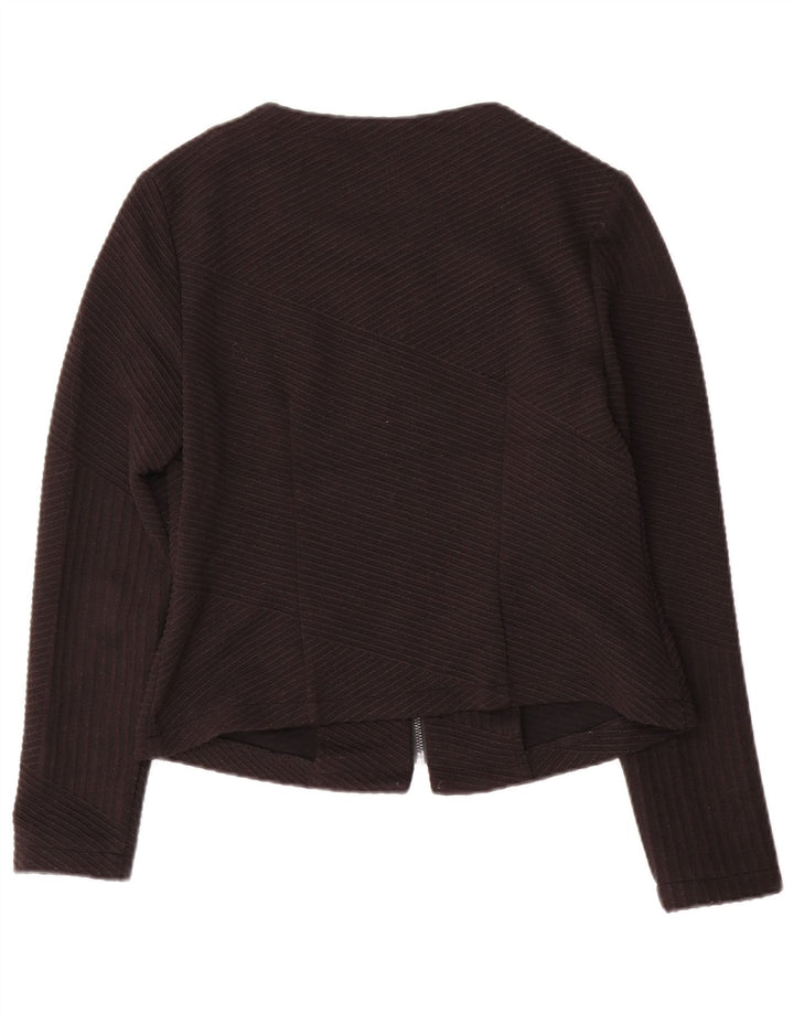 Marks & Spencer Veste blazer zippée pour femme UK 10 Petit noir rayé