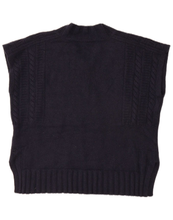 JIGSAW Débardeur surdimensionné pour femme UK 10 Petite laine bleu marine