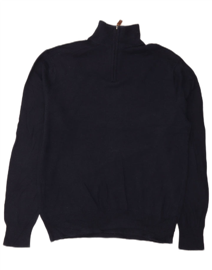 BONOBOS Pull coupe slim à col zippé pour homme Bleu marine moyen