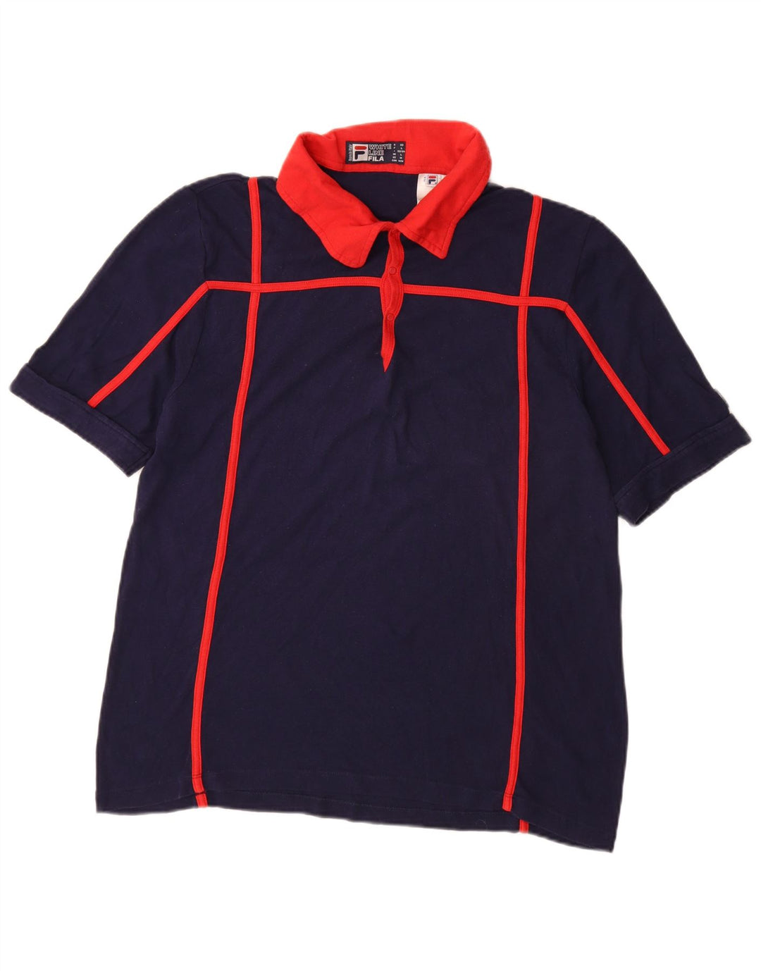 FILA Polo Homme Large Bleu Marine Colorblock Coton