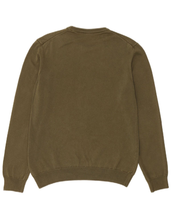 Blauer Pull col rond pour homme en coton vert petit