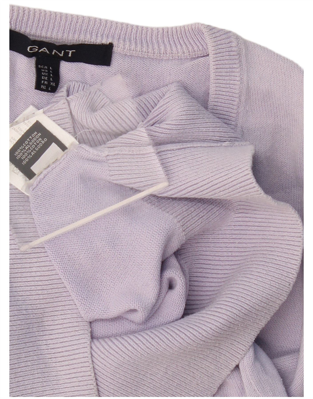 GANT Pull col en V pour femme UK 14 Large Violet Coton