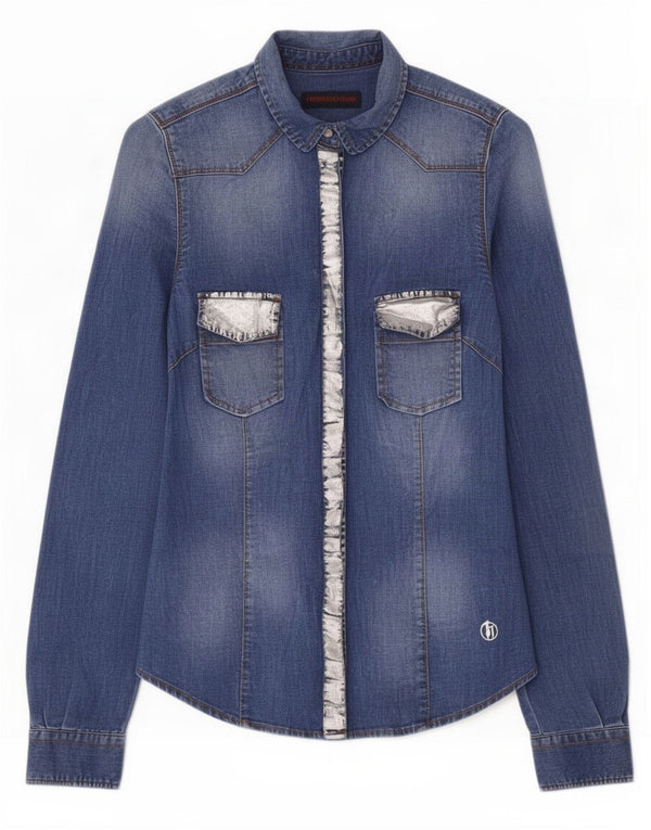 Trussardi Jeans Chemise En Jean Femme IT 40 Small Bleu