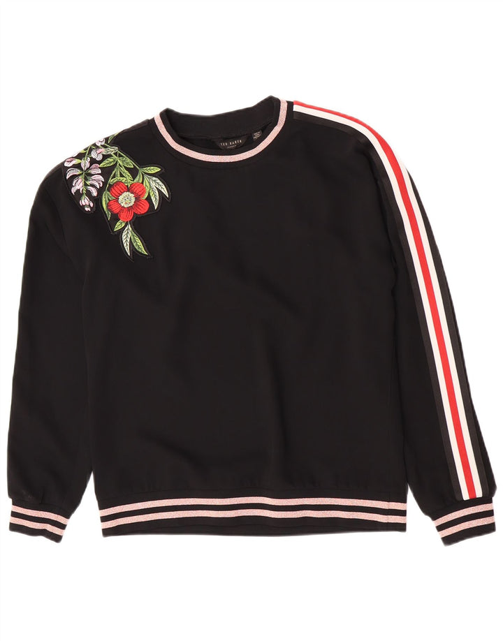 Ted Baker Sweat-shirt graphique pour femme UK 44 Medium Noir Floral