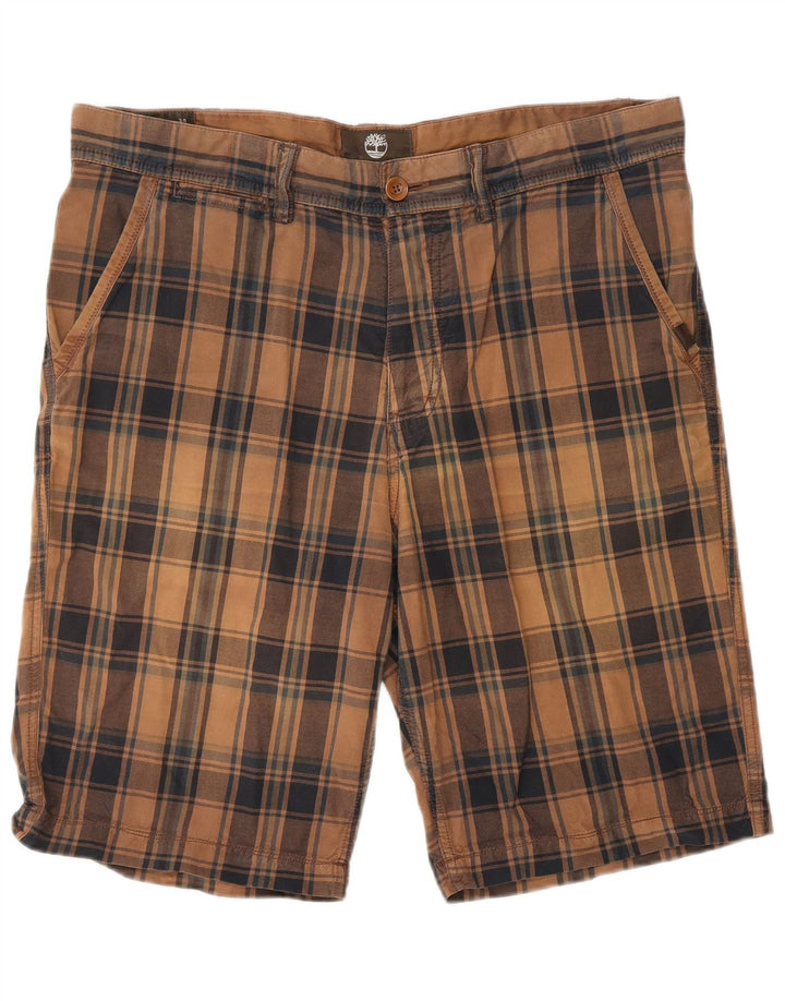 Timberland Short Chino Homme W34 Grand Coton à Carreaux Marron