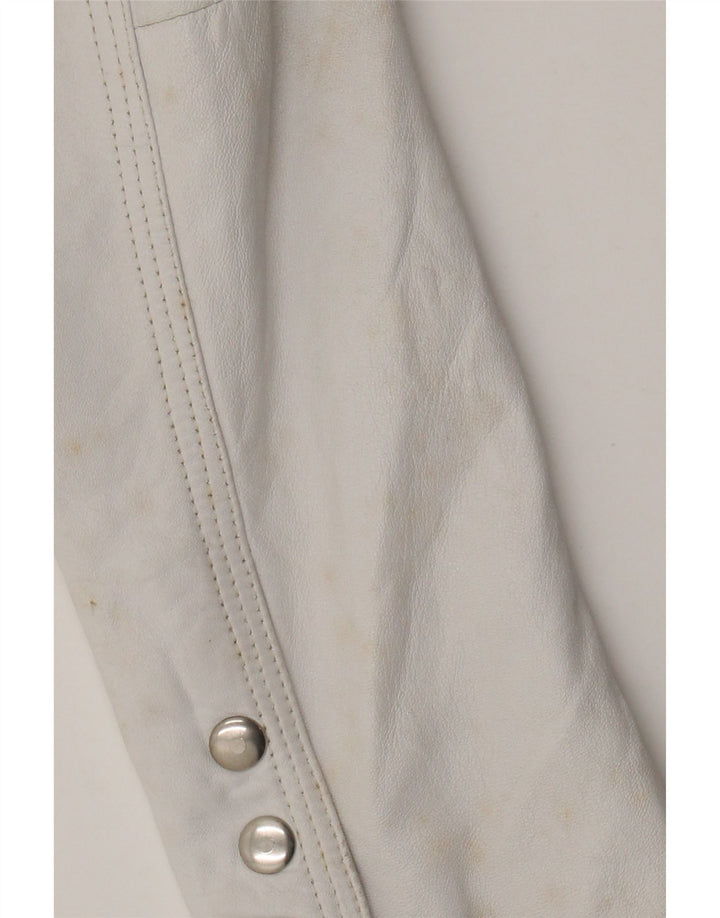 veste blazer en cuir femme vintage IT 44 Cuir blanc moyen