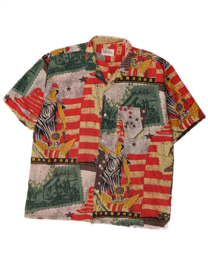vintage Mens Abstract Pattern Shirt Taille 43/44 Grand Multicolore