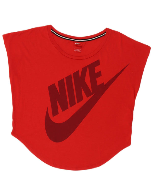 Nike T-shirt graphique surdimensionné pour femme UK 8 Small Rouge Polyester Sports
