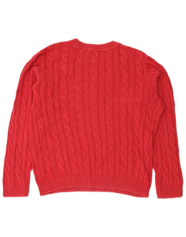 CREW CLOTHING Pull à col rond pour femme UK 14 Grand coton rouge