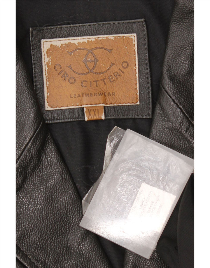 Veste en cuir homme vintage UK 44 2XL Cuir noir