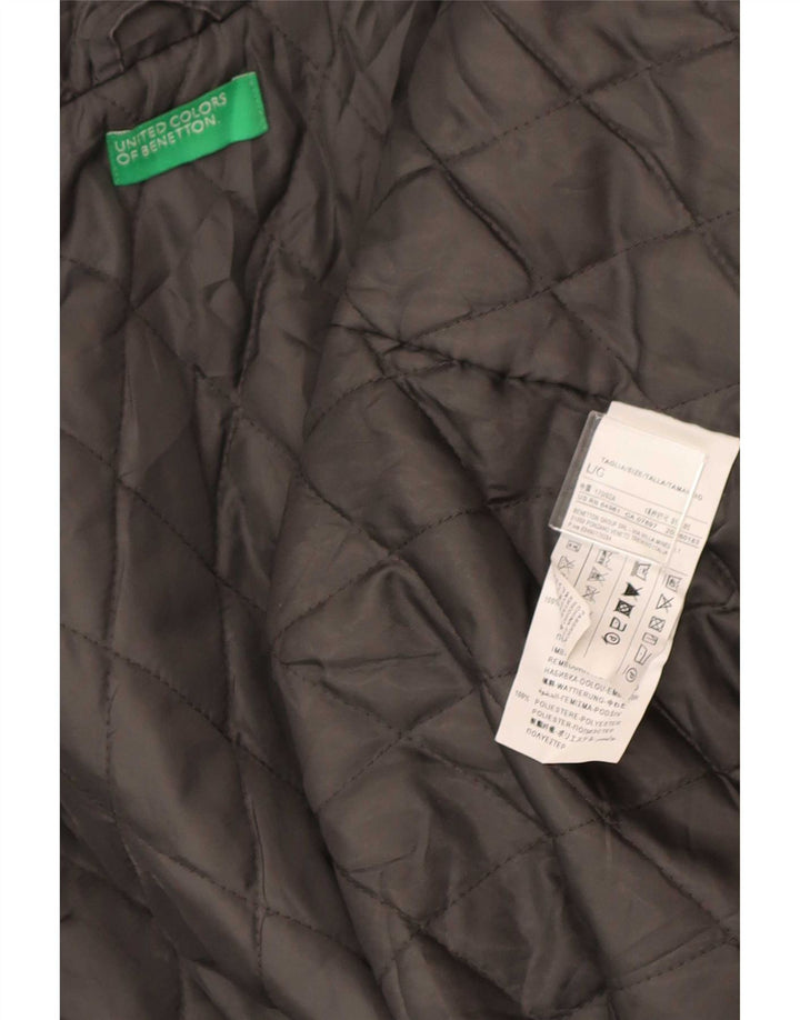 Benetton Parka à capuche pour femme UK 40 Large Gris Coton