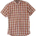 Eddie Bauer Chemise classique à manches courtes pour homme en coton à petits carreaux orange