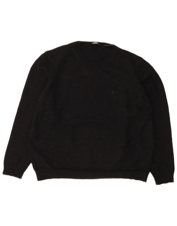 Hugo Boss Pull court à col rond pour femme UK 22 3XL Laine noire