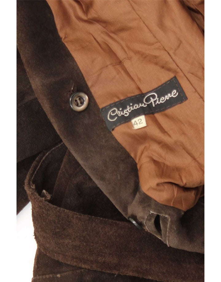 veste en daim femme vintage IT 42 Brun moyen
