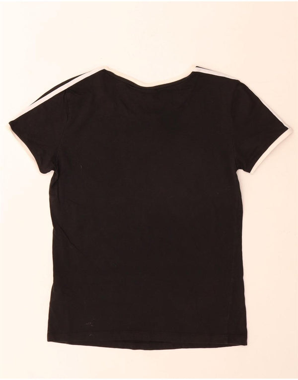 Adidas Womens T-Shirt Top UK 10 Petit Noir Coton