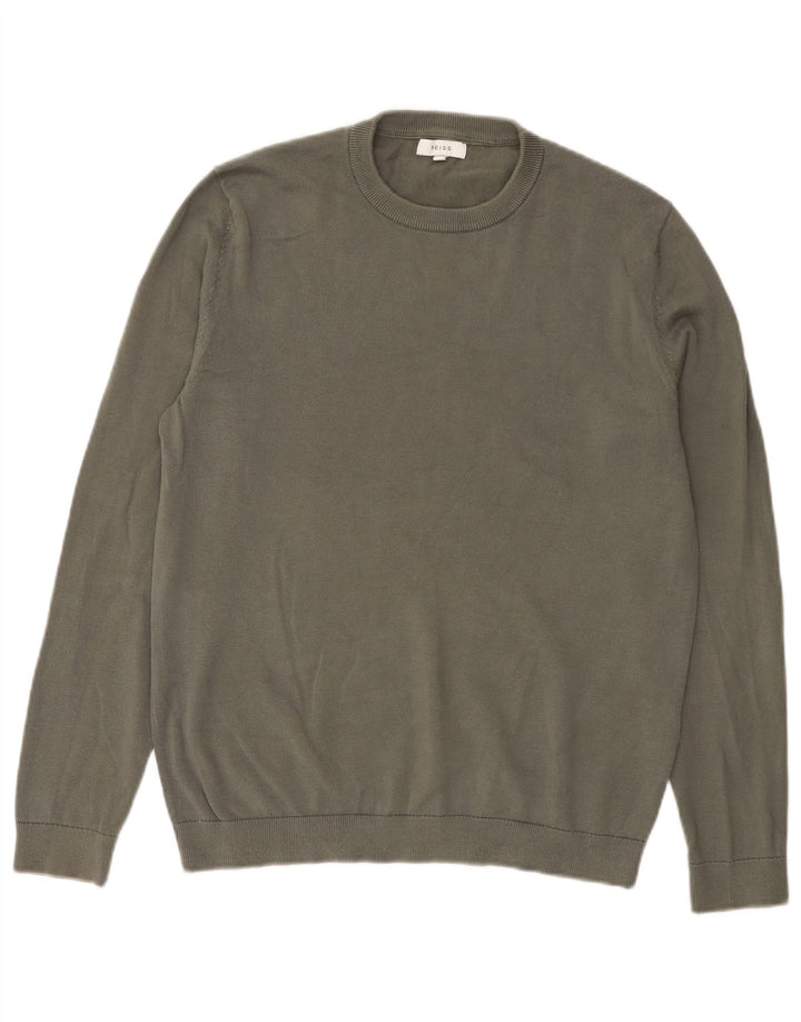 Reiss Pull Col Rond Homme Kaki Moyen Coton