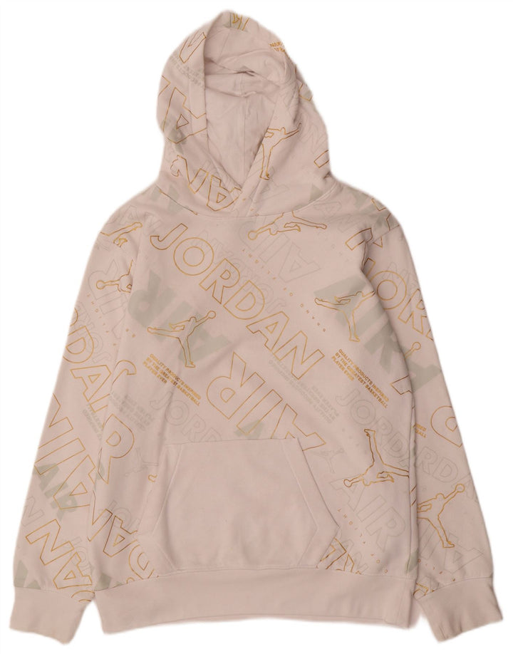 JORDAN Pull à capuche graphique pour garçon 13-14 ans XL Blanc Coton