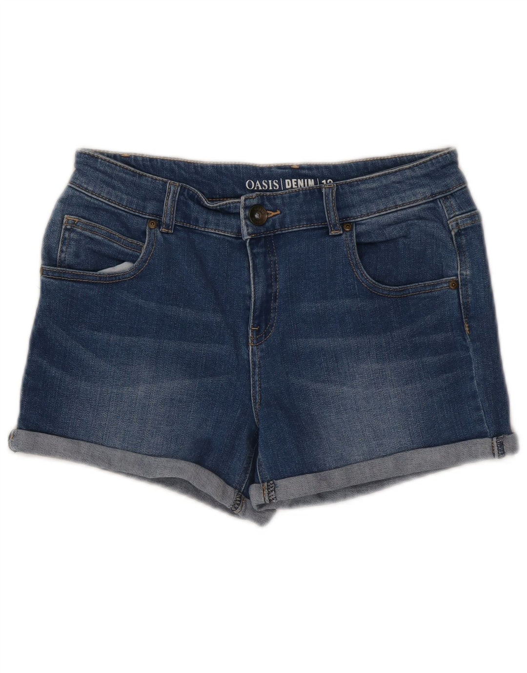 Oasis Short en jean pour femme UK 12 Medium W30 Bleu Coton