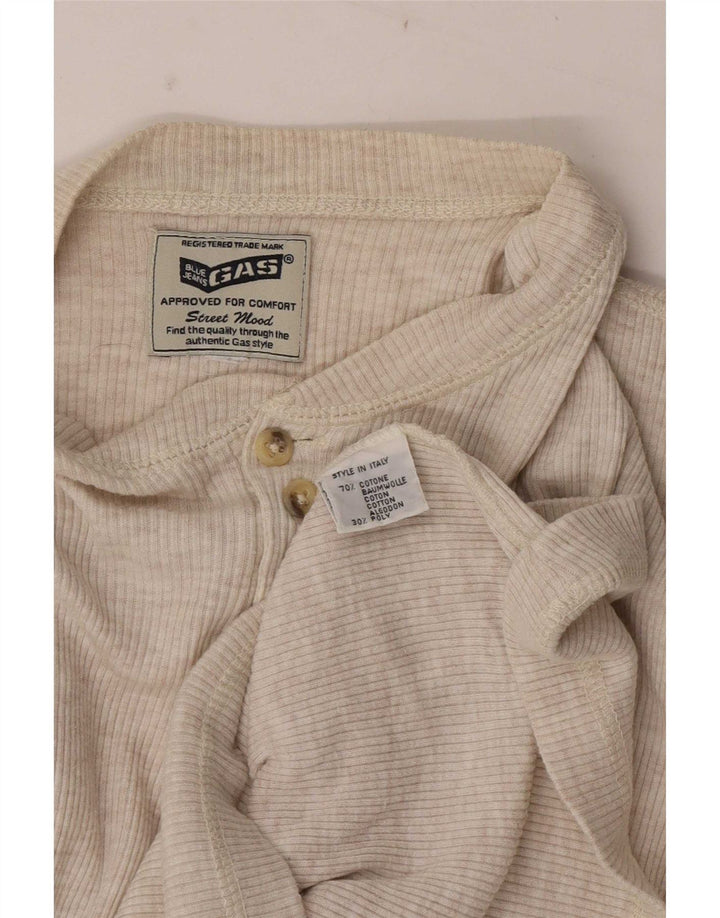 Gas Top Homme Manches Longues Petit Coton Chiné Beige