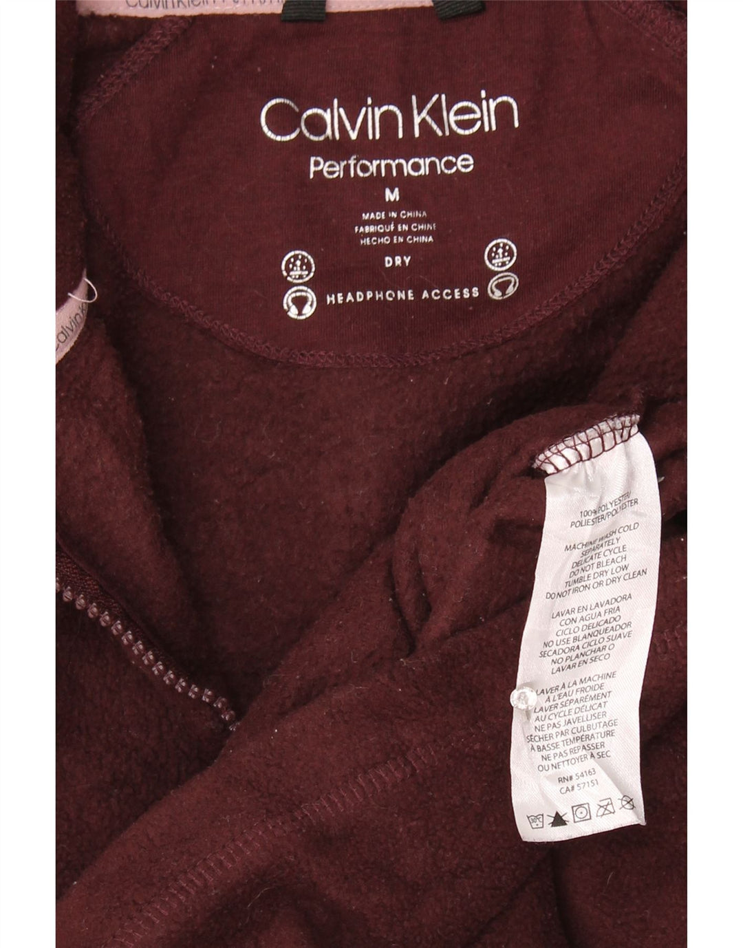 Calvin Klein Veste polaire graphique pour femme UK 14 Polyester bordeaux moyen