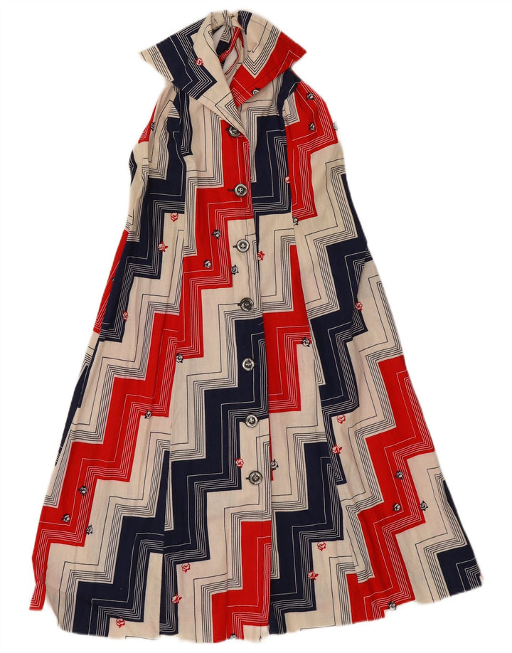 Robe Halter Femme Vintage IT 46 Grand Coton Géométrique Multicolore