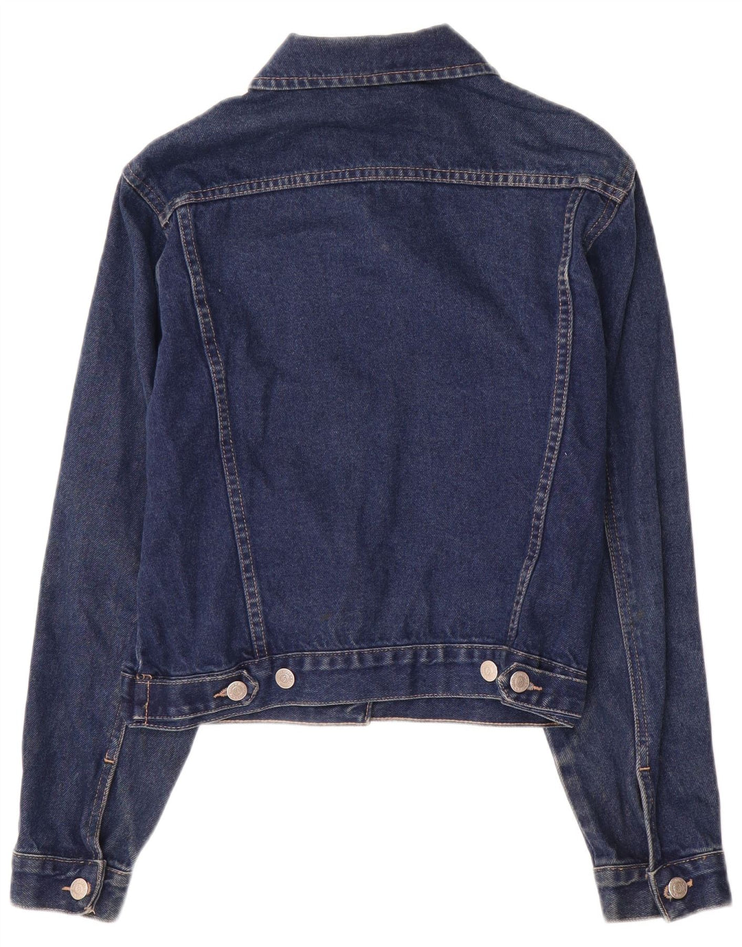 VINTAGE Veste en jean femme UK 12 Bleu marine moyen